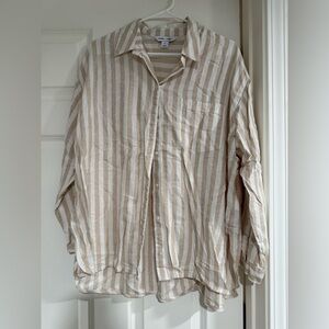 Old Navy Beige and White Striped Shirt